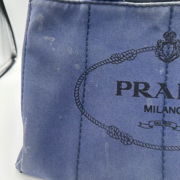 Prada Large Canapa Logo Blue Canvas Tote with shoulder strap - Picture 9 of 10